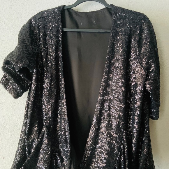 Sequinned Jacket with Drape Pockets - Picture 1 of 3